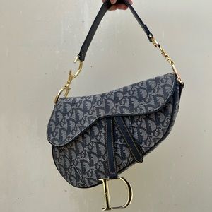 SOLD. Vintage Dior Saddle Bag Oblique Navy